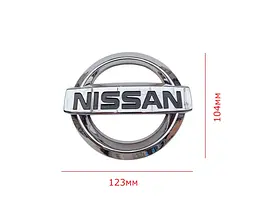Емблема Nissan габарити 123х104 мм Хром Пластик На скотчі (OEM: 90890BR12A, 848904CL0A) - мініатюра 2