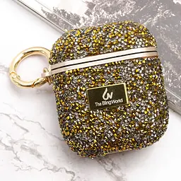 TPU чохол Bling World Rock Diamond для навушників AirPods 1/2 Золотий - мініатюра 6