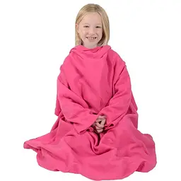Теплий плед із рукавами флісовий Снаггі Ковдра-плед дитячий Snuggie 107х137 см рожевий - мініатюра 2