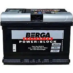 Автомобільний акумулятор BERGA Power Block 6СТ-60Ah АзЕ 540A (EN) 560409054