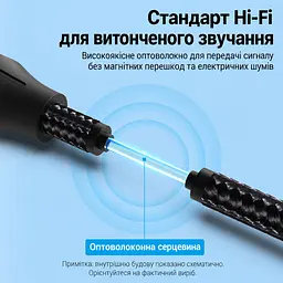 Оптичний аудіокабель Vention 1 м тослінк Toslink штекер на Toslink штекер S/PDIF звук 5.1 за підтримки формату джерелом та аудіосистемою підтримка Dolby DTS PCM бавовняне обплетення сірий (BAVHF) - мініатюра 8