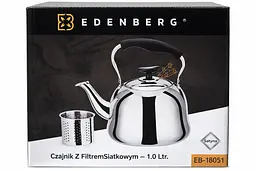 Заварювальний чайник Edenberg EB-18051 1,0 л із фільтром нержавіючої сталі Сріблястий - мініатюра 3