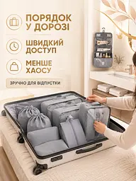 Набір дорожніх органайзерів для валізи 11 в 1 для одягу, взуття та косметики сірий (49676173) - мініатюра 4