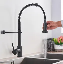 Стильний кухонний змішувач Matte Black Гнучкий кран з обертанням потоку в 360 градусів - мініатюра 2