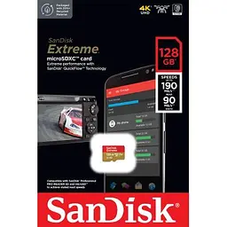 Карта пам'яті SanDisk 128GB microSD C10 UHS-I U3 R190/W90MB/s Extreme V30 (SDSQXAA-128G-GN6MN) - мініатюра 3