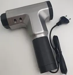 М'язовий масажер для тіла ручний 220V портативний 4 насадки Fascial Gun RF-709 сірий - мініатюра 11
