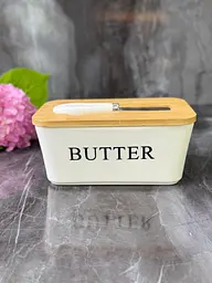 Маслянка з ножем "Butter" біла, 17,5x10,5x8 см
