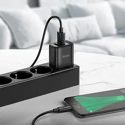Адаптер мережевий Hoco Micro USB Cable Smart dual-port charger C141A |2USB. 2.1A/10.5W| - мініатюра 2