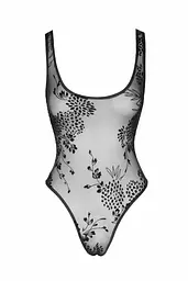 Боді Noir Handmade F242 Tulle body with patterned flock embroidery, S - мініатюра 6