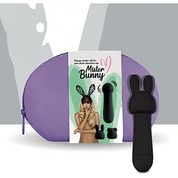 Мінівібратор FeelzToys Mister Bunny Black з двома насадками - мініатюра 2