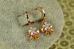 Сережки підвіски дитячі Xuping Jewelry квіточки 2,3 см золотисті - мініатюра 2