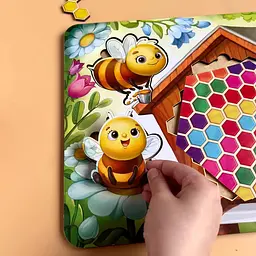 Дерев'яний пазл-вкладиш "Веселі бджілки" сортер-тетріс Ubumblebees 1х31х23 см det0009904 - мініатюра 4