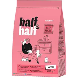 Сухий корм Half & Half для кошенят з яловичиною 300 г