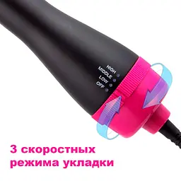 Фен щітка для укладання волосся чорний 1000 Вт, гребінець фен - мініатюра 5