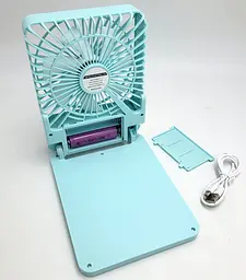 Вентилятор акумуляторний (знімний 18650) із сонячною панеллю від USB Портативний настільний вентилятор з LED лампою діаметр 16см для охолодження будинку та робочого місця Fan UKC JR 8006T - мініатюра 5