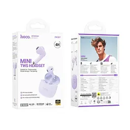Бездротові навушники Hoco EW201 Graceful true wireless BT headset, BT5.4, 30mAh, 320mAh, 4h, purple - мініатюра 3