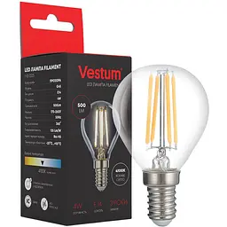 Світлодіодна філаментна лампа Vestum G45 Е14 4Вт 220V 4100К 1-VS-2225