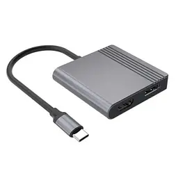 Хаб USB A-CM-HDMIFDPF-01, Black, Type-C 3.2 - HDMI 4K 60 Гц / DP 4K 60 Гц, кабель 18 см Gembird teh0027602 - мініатюра 2