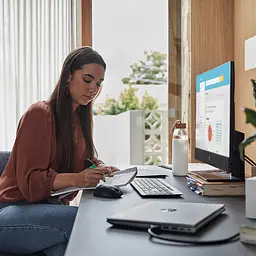 Комп'ютер персональний HP моноблок ProOne 440-G9 23.8' IPS AG Intel i5-12400T 8GB F256GB+1Tb UMA WiFi кл+м 2р DOS чорний (6D379EA) - мініатюра 2