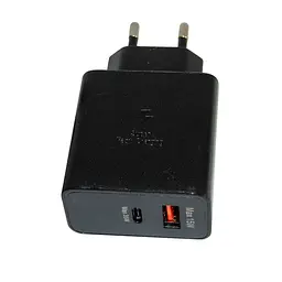 Зарядний пристрій USB-C + USB-A 35W з кабелем 1 м, адаптер для телефону, чорний - мініатюра 6