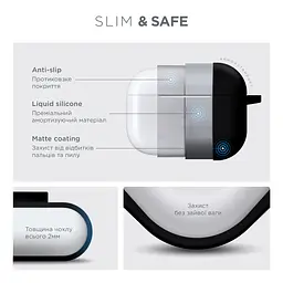 Силіконовий чохол для навушників Apple AirPods Pro, Hang Case, чорний, ультратонкий захисний кейс товщиною 2 мм, захист від подряпин, пилу та ударів, компактний, з карабіном для кріплення, ArmorStandart (ARM56055) - мініатюра 3
