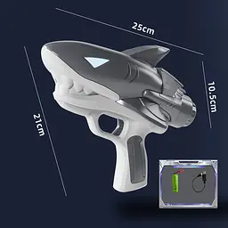 Водяний акумуляторний пістолет Shark Water Gun 185-68 (300ml) with lithium battery Grey - мініатюра 4