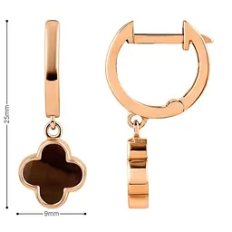 Золоті сережки Конюшина з тигровим оком (з40056.5) - мініатюра 4