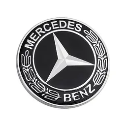 Емблема капота Mercedes-Benz чорна+хром d=57мм (на скотчі)
