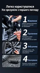 Автомобільний компресор UGREEN ET501 насос для шин від прикурювача 12 В тиск 3–150 psi 30 л/хв без навантаження автостоп за заданим тиском цифровий манометр ліхтар із попередженням і SOS захист від перегрівання пам’ять тиску швидкознімний адаптер Schrader перехідник Presta насадки для м’ячів і надувних виробів знімний кабель живлення 3 м знімний повітряний шланг 17 см двигун 120 Вт чорно-темно-сірий з помаранчевими позначками (35573) - мініатюра 5