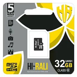 Карта пам'яті MicroSDHC 32GB UHS-I Class 10 Hi-Rali (HI-32GBSD10U1-00) - мініатюра 2