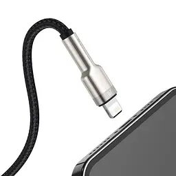 Дата кабель Baseus Cafule Metal USB to Lightning 2.4A (1m) (CALJK-A0) Black - мініатюра 6