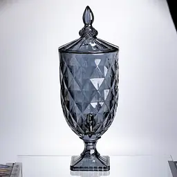 Диспенсер для напоїв Yiwu Fractal HP-19-306 5л з краном, тоноване скло, для соку, молока, HoReCa сірий - мініатюра 4