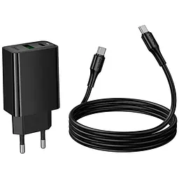 МЗП Hoco CS95A Leader PD30W+QC3.0 (1USB-A/1C) + кабель Type-C to Type-C Black - мініатюра 7