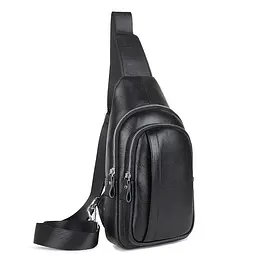 Чоловічий шкіряний чорний слінг на плече Tiding Bag A25F-6601A