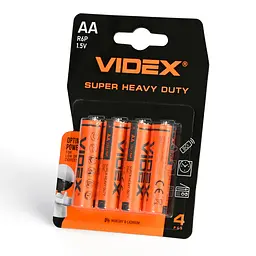 Батарейка сольова VIDEX R6P/AA 4шт BLISTER VIDEX (28587-000)