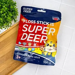 Дитячі флосери Super Deer Children's Floss Stick 100 шт (4 кольори) - для очищення міжзубних проміжків від 3 років - мініатюра 3