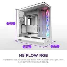 Корпус NZXT H9 Flow RGB Tempered Glass без БЖ White (CM-H92FW-R1) - мініатюра 3