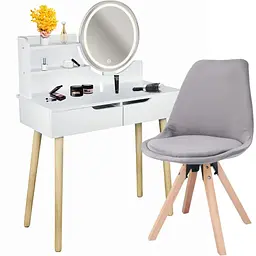 Туалетний столик Jumi Scandi LED + крісло Saida сірий - мініатюра 2
