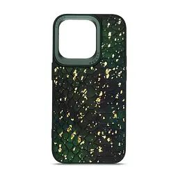 Кожаный чехол для Apple iPhone 14 Pro, Harder Nagas, зеленый, термополиуретан ТПУ + экокожа с имитацией кожи Наги, панель, защита корпуса, противоударный, микрофибра, рамка вокруг камеры, защита всего корпуса, (ARM76753)
