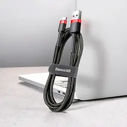 Кабель Baseus Cafule USB-A to USB-C 3m Red/Black (CATKLF-U91) [169554] - мініатюра 6