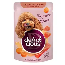 Вологий корм для собак Delickcious з лососем та морквою в крем-супі 85 г x 12 D6211402 - мініатюра 3