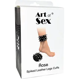 Поножі з шипами з натуральної шкіри Art of Sex, колір чорний - мініатюра 4