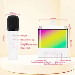 Міні-дитяче караоке з RGB-підсвіткою K18 ∙ Bluetooth-колонка K18 з 2 мікрофонами - мініатюра 5
