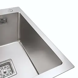 Кухонна мийка Platinum Handmade HSB 400x500x230 нержавійка (квадратний сифон 3,0/1,0), Нержавіюча сталь - мініатюра 3