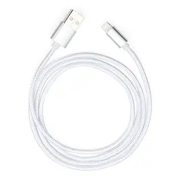Дата кабель USB 2.0 AM to Lightning 1m nylon silver Vinga (VCPDCLNB1S) - мініатюра 5