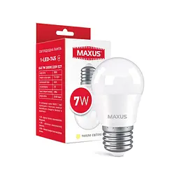 Лампа світлодіодна Maxus 1-LED-745 G45 7W 3000K 220V E27