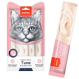 Рідкі ласощі для котів Wanpy Creamy Lickable Treats Tuna&Shrimp Ванпі Тунець із креветками 5 шт по 14 г