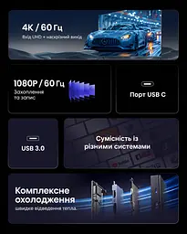 Зовнішня карта відеозахоплення UGREEN CM630 із входом HDMI та захопленням через USB-C наскрізний вихід HDMI до 4K 30 Гц захоплення до 2K 30 Гц мікрофонний вхід 3,5 мм вихід 3,5 мм для навушників із підтримкою гарнітури для OBS та Potplayer у комплекті HDMI-кабель та USB-кабель даних і живлення чорна (15390) - мініатюра 3