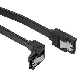 Кабель кутовий SATA - SATA 50 см PowerPlant поворотний 90 градусів чорний