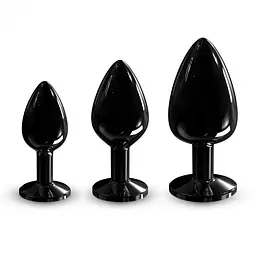 Металева анальна пробка з прикрасою у вигляді кристала Dorcel - Diamond Plug, чорна L - мініатюра 2